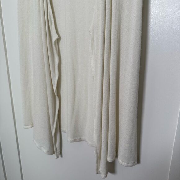 J Jill Wearever Cardigan M Cream Open Front Sleeveless Summer Beach Minimalist - Picture 3 of 11